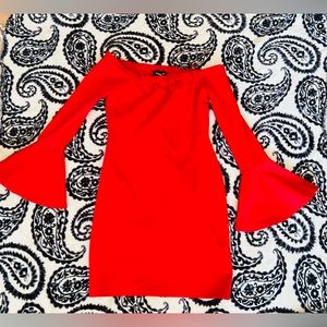 Off the shoulder red dress